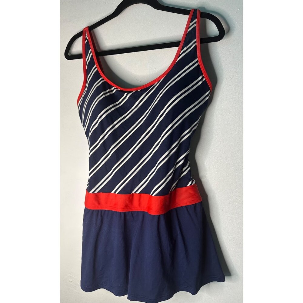 Beach House Red and Blue Nautical One Piece Swimsuit